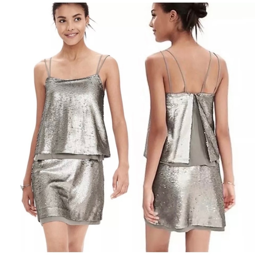 BANANA REPUBLIC ~ Sequined Dress with Silk Underlay Detail ~ Size 4